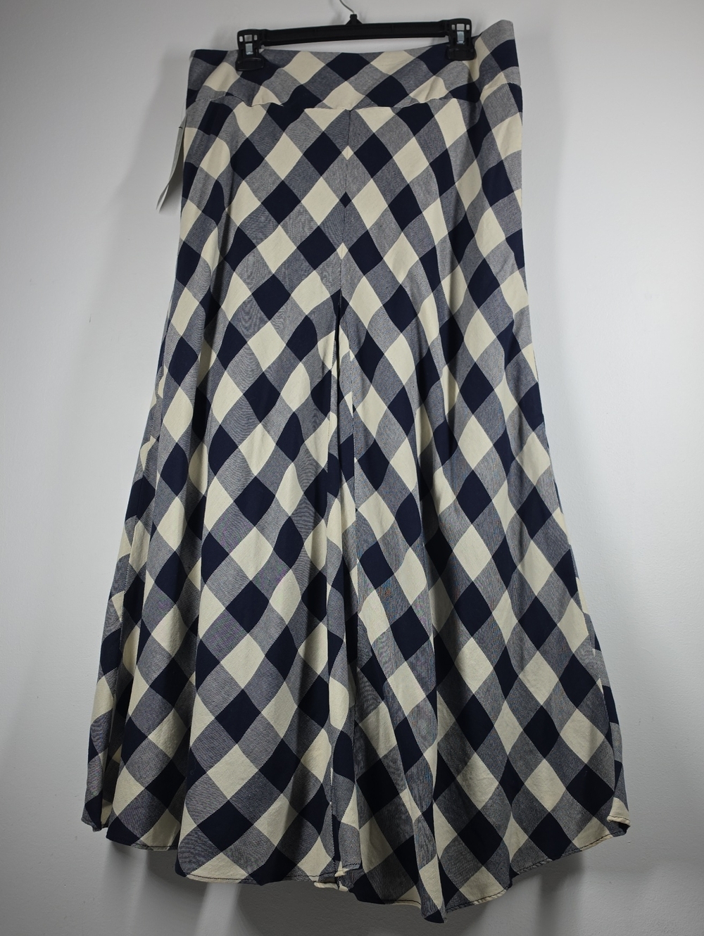 Lauren Ralph Lauren Navy Cream Plaid Ruffle Maxi Skirt Size 8 NWT - Picture 3 of 11